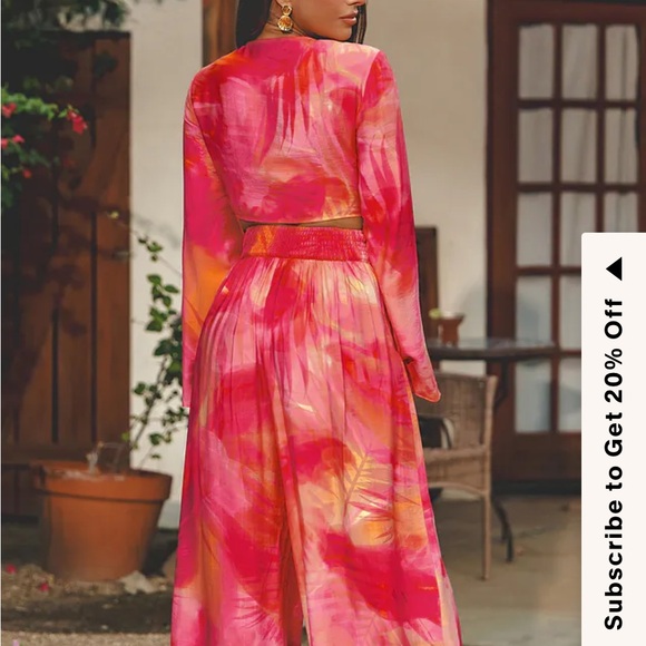 Cupshe Pink and Orange Beach Coverup Set - Picture 3 of 6